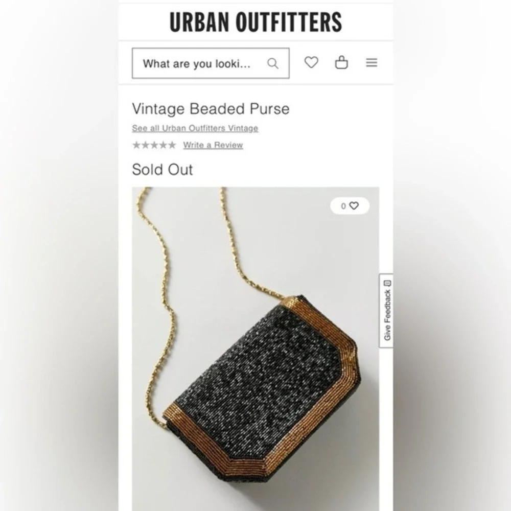 Urban‎ Outfitters Beaded Evening Bag - Black, Gold & Silver